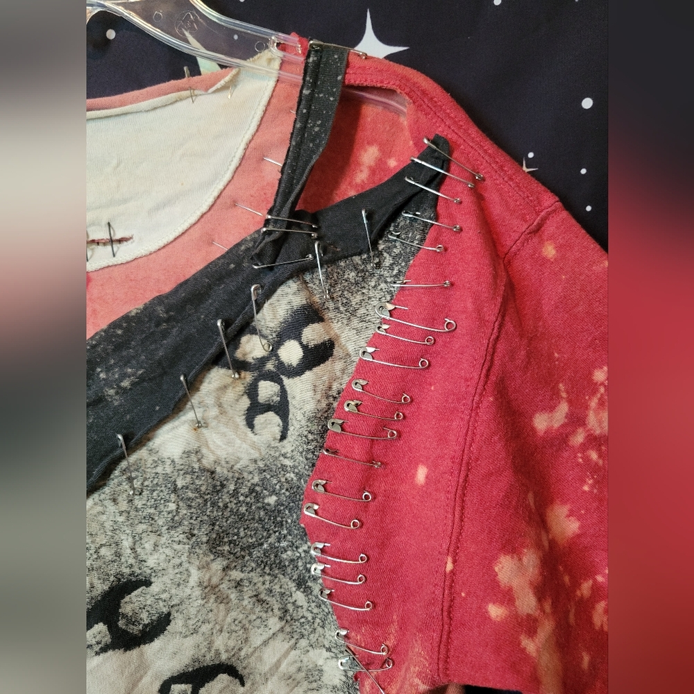 Bleached Gypsy Style Patchwork Handmade Punk Shirt - Picture 6 of 11